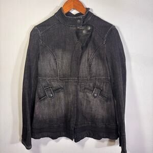 AX Armani Exchange Denim Jacket Gray Moto Military Style Peplum NWT M